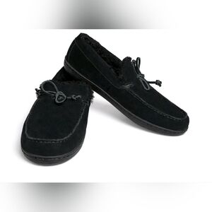 Vionic Mens Adler Slipper in black suede Size US 10.5